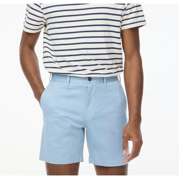 J.Crew 7" Flex Chino Shorts Mens Sz 32 Light Blue Flat Front Stretch Classic Fit - Picture 1 of 8
